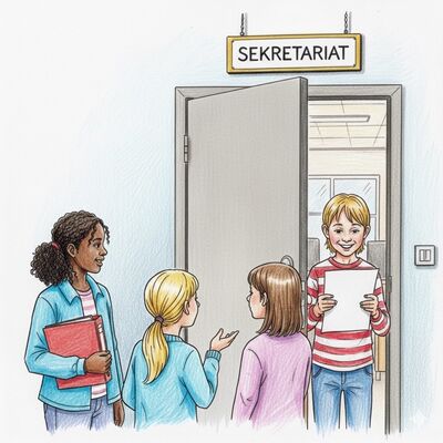 Kinder beim Sekretariat